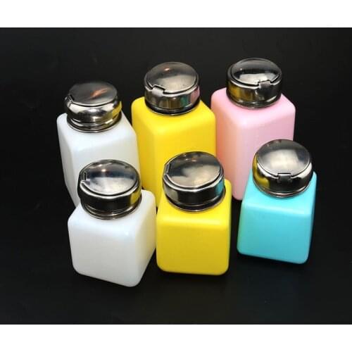 100/200ML Portable Press Empty Refillable Bottle Liquid Alcohol Pump UV Gel Nail Polish Cleaner Acetone Water Remover Dispenser