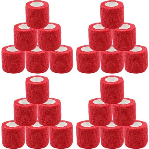 24pcs Red Tattoo Grip Bandage Cover Wraps Tapes Nonwoven Waterproof Self Adhesive Finger Wrist Protection Tattoo Accessories