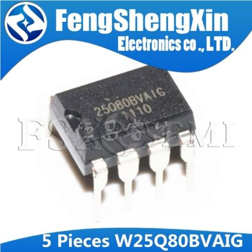 5pcs W25Q80BVAIG DIP8 GD25Q80PCP GD25Q80 W25Q80 25Q80 DIP-8 25Q80BVAIG DIP 8Mbit 1M FLASH