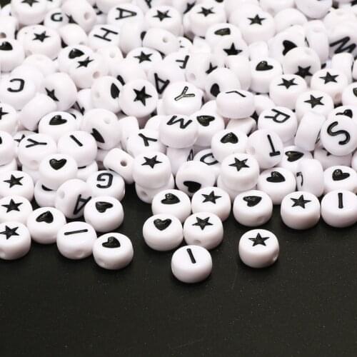 Mix White Letter Acrylic Beads 4x7mm Round Star/Heart/Letter Spacer Beads For Jewelry Making Diy Necklace Bracelet Accessories