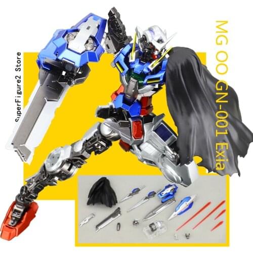 B A N D A I metal color MG 1/100 OO GN-001 Exia Angel Deluxe Assembly model Action Figure Toys