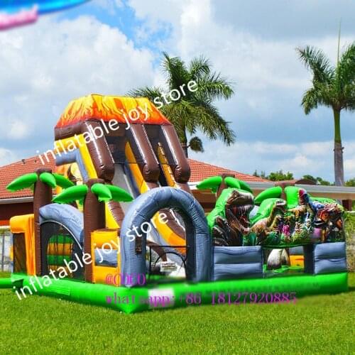 Free sea ship to port,8x6m commercial dinosaur Inflatable kids Obstacle tunnel course Equipment Obstacle course