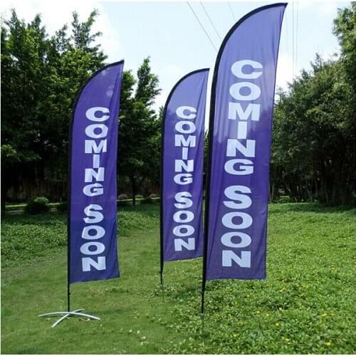 Free Shipping High Quality Beach Flags 360X85cm Feather Flags Pole &Base (Printing One Side, Other Sided In a Reverse Image)