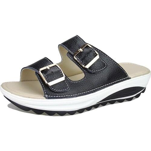 Large size 35-42 hot new summer ladies beach sandals casual slippers double buckle Sandalias ladies slip flip flip shoes