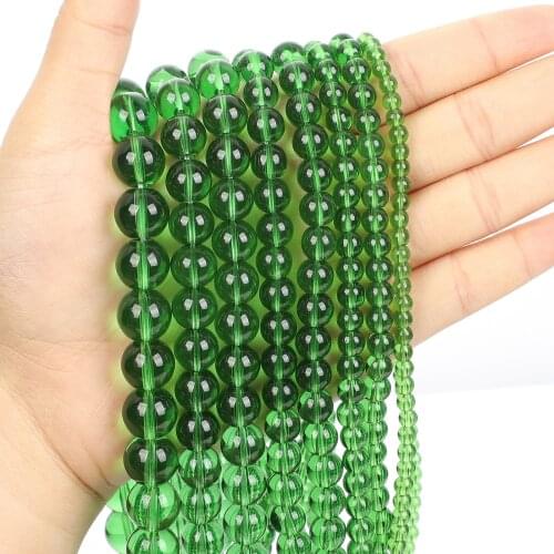 Natural Stone Beads Green Glass Charm Round Loose Beads for Jewelry Making Needlework Bracelet DIY 4/6/8/10/12 MM
