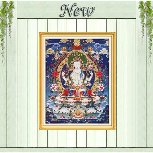 Four-armed Gwan Yin (2) mascot painting counted print on canvas DMC 14CT 11CT chinese Cross Stitch Needlework Set Embroider kits