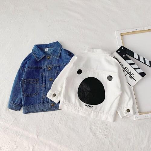 1 2 3 4 5 Y Toddler Baby Jackets Cartoon Print Denim Outerwear for Girls 2020 Autumn Child Boys Jackets Fashion Baby Boy Coats