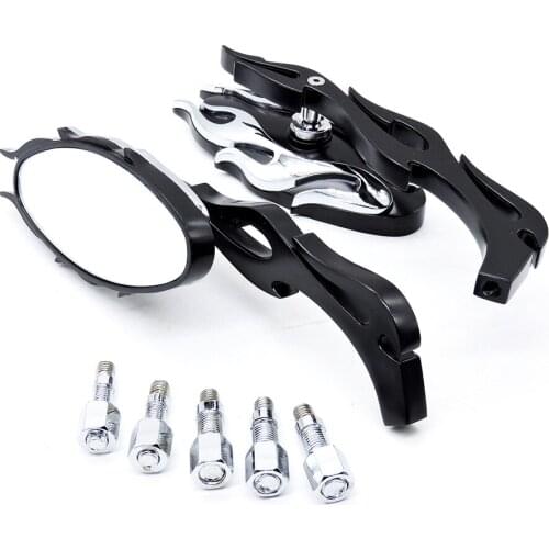 For Motorcycle Rearview Mirror Cool Retro Motorcycle Prince Car Modified Rearview Mirror Flame-Shaped Rearview Mirror general