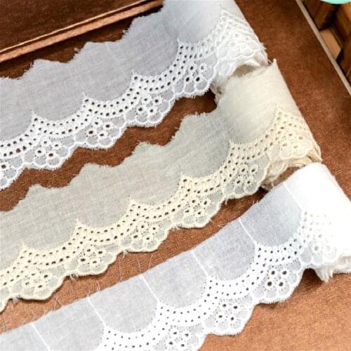 Eco-friendly Off-white Cotton Cloth Embroidery Lace Fabric,Lace Trim DIY Handmade Sew Accessories Width 4cm 13Yds/lot