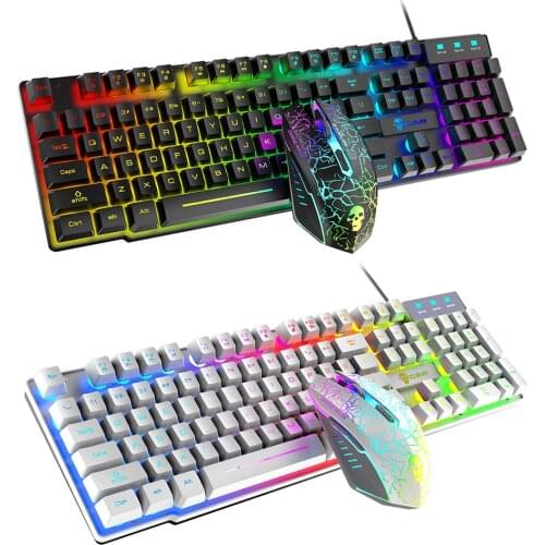 3pcs/Set USB Wired 104 Keys Backlight Keyboard 2400DPI Adjustable 6 Buttons Mice Mouse Mousepad Combos Kit With RGB Lighting