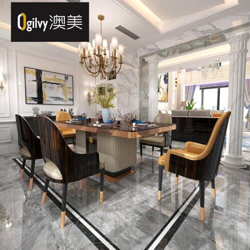 Italian postmodern light luxury dining table and chair combination rectangular 8-person solid wood baking paint shabilimian