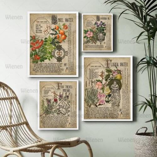 Book of Shadows Canvas Poster Magick Potions Prints Witchcraft Herbal Grimoire Sheets Spell Canvas Painting Living Room Decor