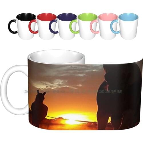 Beautiful Sunset With Horses In America Ceramic Mugs Coffee Cups Milk Tea Mug Horses Horse Sunset Sunsets Sun America United