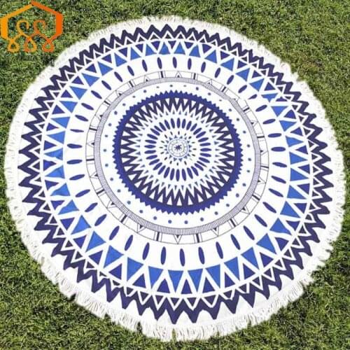 Microfiber Fabric Printed Round Beach Towels With Tassel Circle Beach Towel Serviette Free Shipping