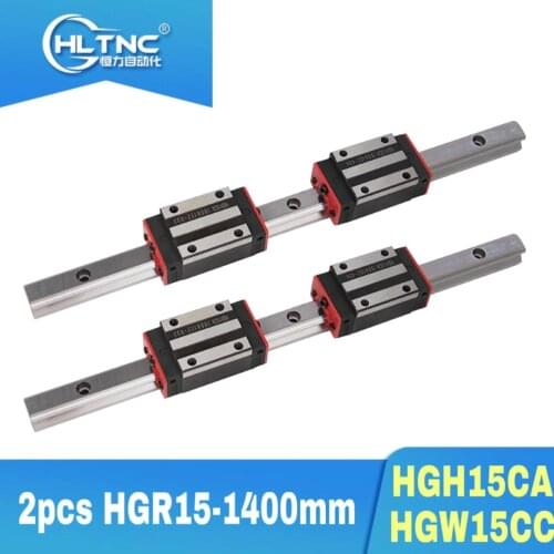 15mm linear guide rail HGR15-1400mm 2 pcs +4 pcs linear block carriage HGH15CA or HGW15CC FOR CNC router