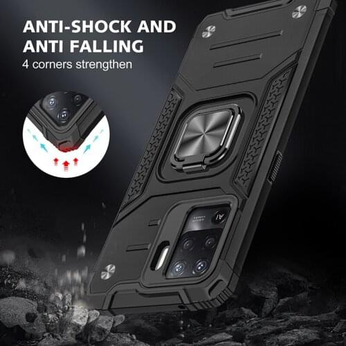 Magnetic Metal Finger Ring Holder Armor Shockproof Case For OPPO Reno 5 F 5 Lite F19 Pro A94 A54 4G TPU Frame Hard PC Back Cover
