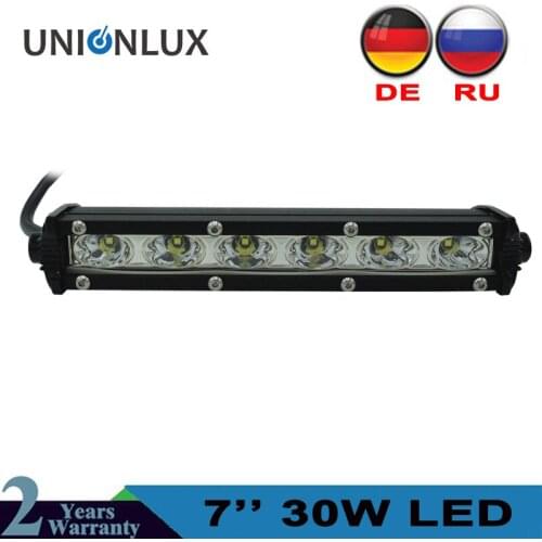 Mini Slim 7 inch 30W Offroad Car LED Spot Flood Work Light Bar Single Row Auto SUV Off road Worklight Driving Lamp
