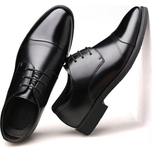 Luxury Brand Office Wedding Shoes Derby Oxford Shoes Men Dress Formal Leather Black Flat Shoes Free Shipping 2021 New Fashion