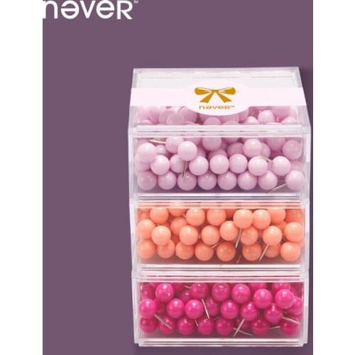 Never Creative Color Pin Pushpin Thumbtack For Wood Cork Board Map Pictures Wall Round Pearl Headpush Pins Fashion Office Pins