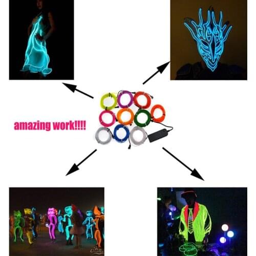 New Flexible Neon LED Light Glow EL Wire String Strip Rope Tube Car Christmas Party New Style 2021