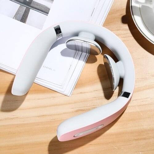 Voice Broadcast Neck Massager Cervical TractionTherapy Massage Rechargeable Electric Pulse Stimulator Analgesic HeatingFunction