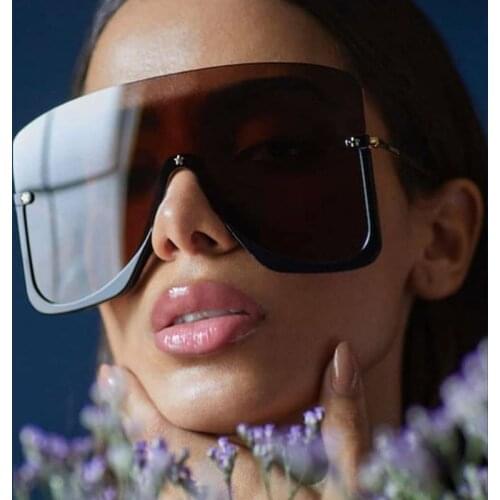 Oversized one piece sunglasses for women 2020 new luxury brand sun glasses men half frame alloy big eyewear female star shades