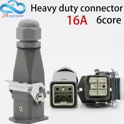 Heavy duty connector 6 (5 + 1) core 16A 500V -006-2 top line of hot runner cold pressure connection