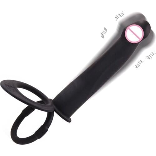 Adult Supplies Couple Flirting Masturbation Couple Resonance Male Wearing Silicone Simulation Penis Double Tube Sex Toys