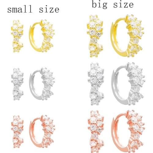 Slovecabin 925 Sterling Silver Full White Zircon Small Size Hoop Huggies Earrings For Women Gift Luxury Round Female Ear Jewelry