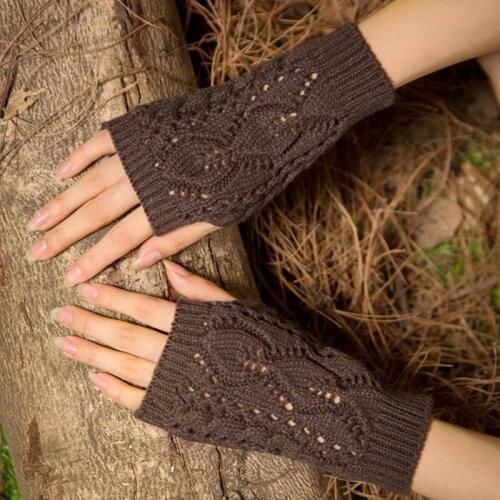 Unisex Wool Knit Twist Thread Half Finger Warm Touch screen Mittens Winter Women Arm Crochet Elastic Cycling Driving Gloves G7