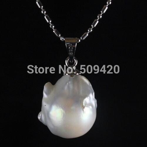 ~~ W&O667 >>Classical about 18mm huge southsea baroque white pearl pendant Necklaces