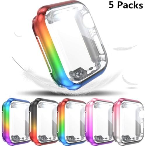 5 PC Gradient Color Fashion Cases for Apple Watch Series SE 6 5 4 Protective Cover Thin High Quality Bumper for iWatch 44MM 40MM