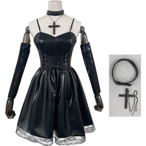 Womens Anime DEATH NOTE Misa Amane Cosplay Costumes MisaMisa Black Dress Uniform Full Sets Women Girls Clothes Halloween Party