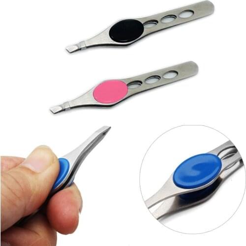 1pc Beauty Women Eyebrow Tweezer Stainless Steel Slanted Tip Eyebrow Tweezer Hair Removal Clip Random Color Mayitr