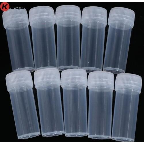 10Pcs 5ml Plastic Test Tubes Vials Sample Container Powder Craft Screw Cap Bottles for Office School Chemistry Supplies New