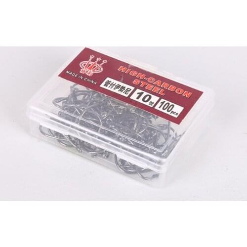 100pcs Carbon Steel Wholesalers Fishing Hook Bait Barb Fishhook Lure Tackle With Box Size 4/6/8/10/12