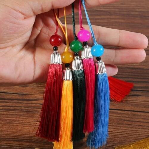 14cm 1pcs Multi color Silk Tassels Fringe With Bead Tassels Hanging Curtains For Sewing Garment DIY Home Decoration Jewelry