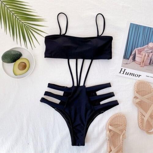 2021 New Fashion One-Piece Swimsuit Ladies Bandage One-piece Bikini Sexy Hollow Swimwear Beachwear Bikini