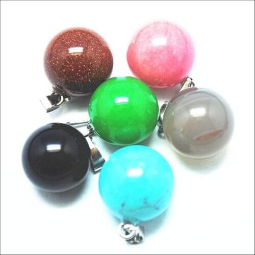 5pcs nature gem stone round ball pendants charms mens pendants DIY making jewelry findings natural semi precious stone size 14mm