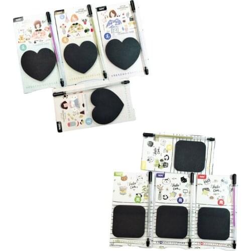 50 Sheets Black Sticky Notes with Fluorescent Pen Set Creative Office Stationery