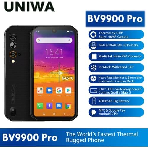 8GB 128GB Mobile Phone Thermal Camera Smartphone Blackview BV9900 Pro IP68 Waterproof Helio P90 Octa Core Rugged Quad Camera