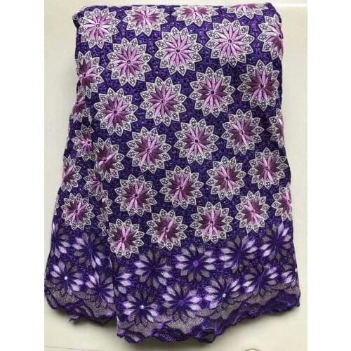 African Puple Cotton Lace Fabric Latest Nigerian Swiss Voile Lace Mateiral Cloth Broderie Tissu Tela Stof Dentelle Africaine VC4