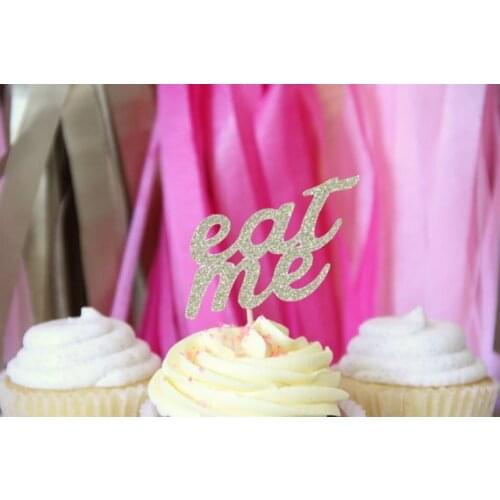 Glitter Eat Me cupcake toppers Food Picks Bachelor Bachelorette Wedding Bridal Engagement Lingerie Party