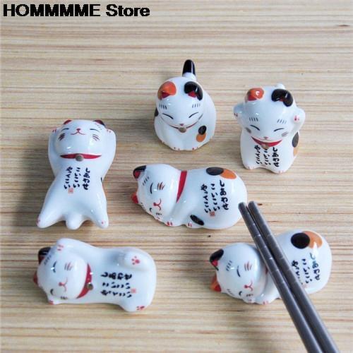 Lucky cat Chopsticks Holder Japanese ceramic chopsticks care Ceramic Lucky Cat Home Hotel Ceramics Cute