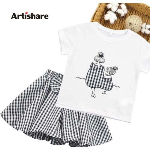 Kids Clothes Girls Tshirt + Plaid Skirt Childrens Clothes For Girls Bow Kids Clothes Girls Casual Style Childrens Tracksuit