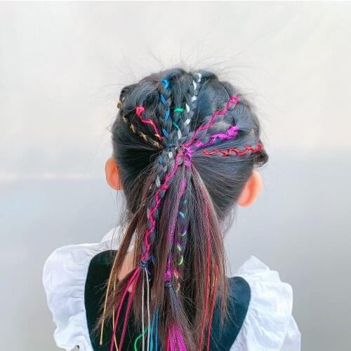 Childrens Braided Hair Color Rope Hip Hop Gradient Dirty Braid Girls Gold Wire Hair Rope Wig Headband Headdress Childrens Gift