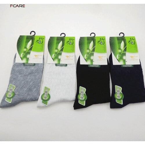 Fcare 10PCS=5 pairs bamboo fiber white black gray navy blue sokken calcetines hombre meias masculino lattice men dress socks