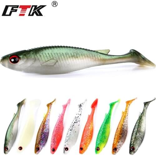 FTK Lead Fish Jig T Tail Lure 1pcs 100mm 8g Soft Baits Soft Body Lure Artificial Silicone Fishing Lures Bass Tackle Wobblers