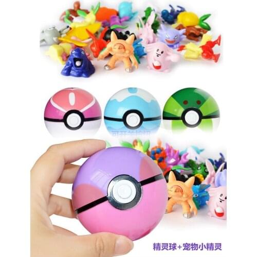Pocketball Toys For Chidren Action 13Pcs/set with Mini Pearl Squirtle Pikachu Figures Inside Pokemoners Pokeball Toy Collectible