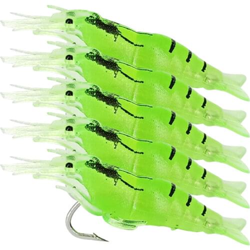 AS 5PCS Soft Lure Luminous Shrimp Silicone Artificial Bait Simulation Prawn Carp Wobbler Fishing Tackle/Lure/Accessories Sea